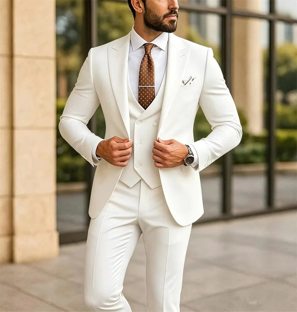 Voguable  Three-Piece Luxury Men's Suit Elegant Bespoke Wedding & Prom Attire Groom Outfit (Jacket+Vest+Pant) voguable