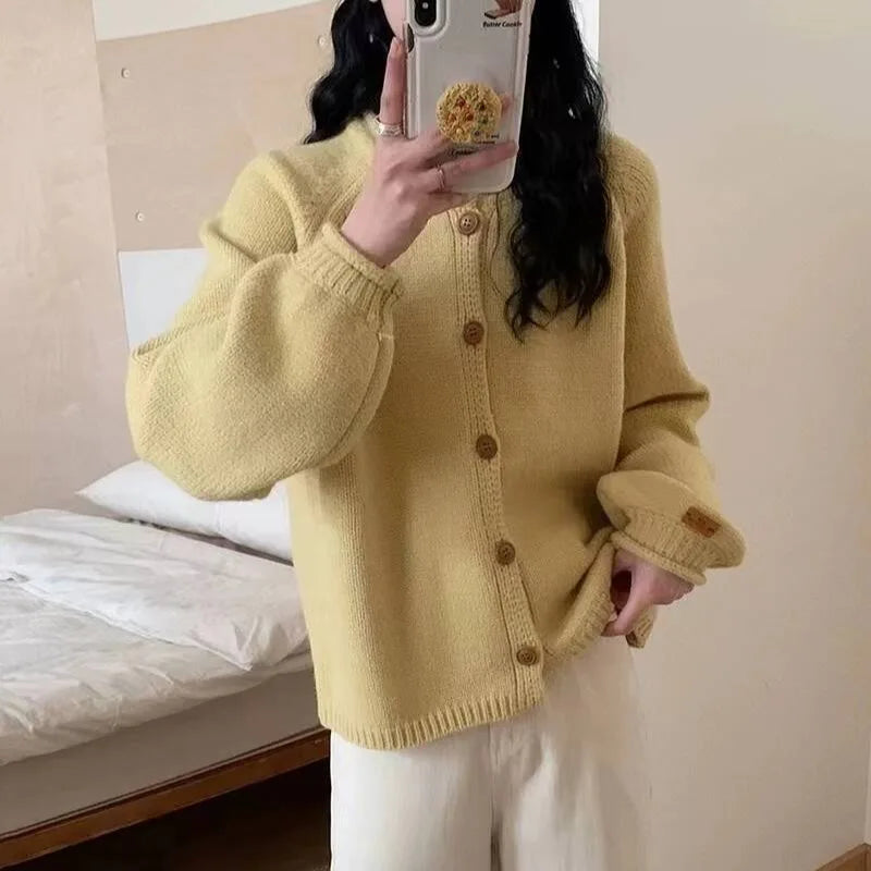 Button Up Cardigan Sweater for Women Cozy Knitted Long Sleeve Single Breasted Sweater Jacket Autumn Winter Casual Chic Outfit voguable