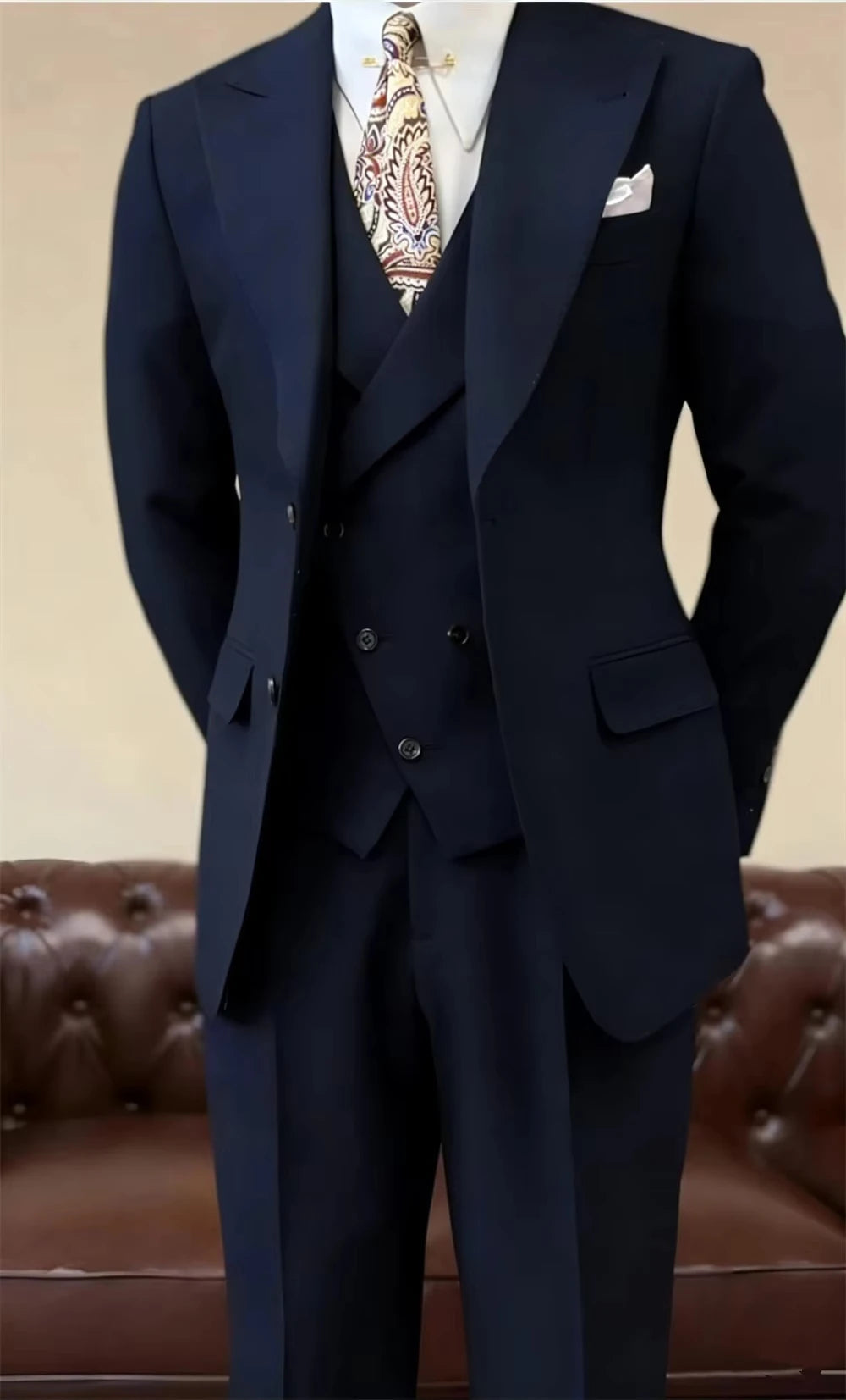 Voguable  Luxury Black Men's Suits 3 Pcs Fashion Groomsmen Suit Slim Fit Bespoke Formal Office Event Men's Suit Jacket+Vest+Pants voguable