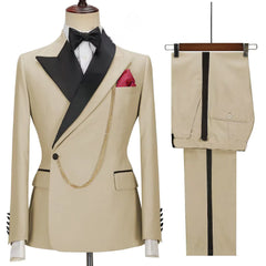 New Solid Men's Suits Peak Lapel Slim Fit Casual Suits Wedding Business Dress Set Groom Tuxedos Terno Masculino (Blazer+Pants) voguable