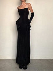 Black Strap Backless Evening Party Dress mysite