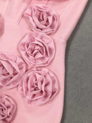 Solid 3D Flowers Spliced Design Dresses Women's Strapless Sleeveless High Waist Slim Elegant Dress Autumn 2025 New voguable