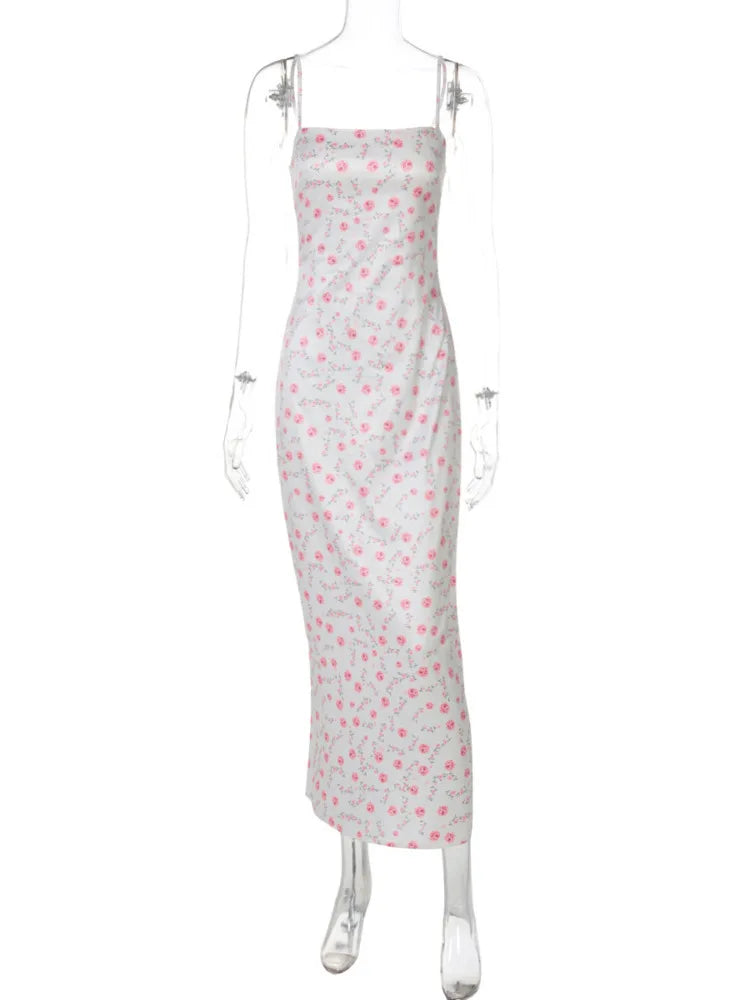 Spaghetti Strap Print Sexy Maxi Dress Women Gown Fashion Sleeveless Backless Bodycon Club Party Long Dresses Elegant voguable