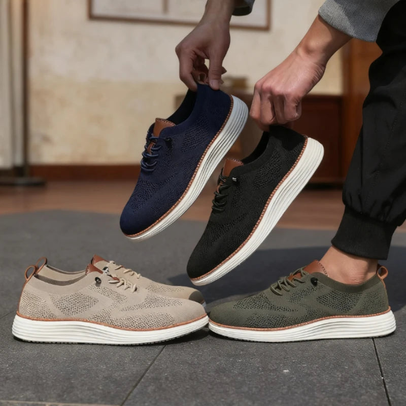 Voguable  Men Casual Walking Shoes Breathable Mesh Knit Sneakers Hot Selling Bestselle Lightweight Non-slip Flat Lace Up Running Shoes Men voguable