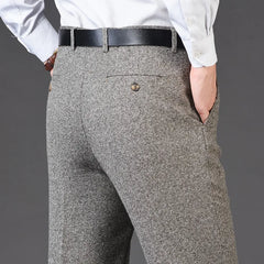 Flat Cashmere Suit Trouser For Male Loose Plaid Hight Waist Classic Straight Formal Mens Dress Pants Business Size 42 44 voguable
