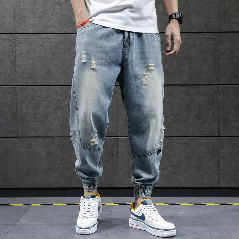 New Hip Hop Harem Jeans Pants Men Loose Joggers Denim Casual Sweatpants Korea Ankle Length Trousers Streetwear Male Clothes gotmes-shop