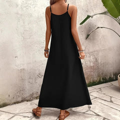 Voguable  summer fashionable vacation comfortable casual print V-neck suspender long dress all-match voguable
