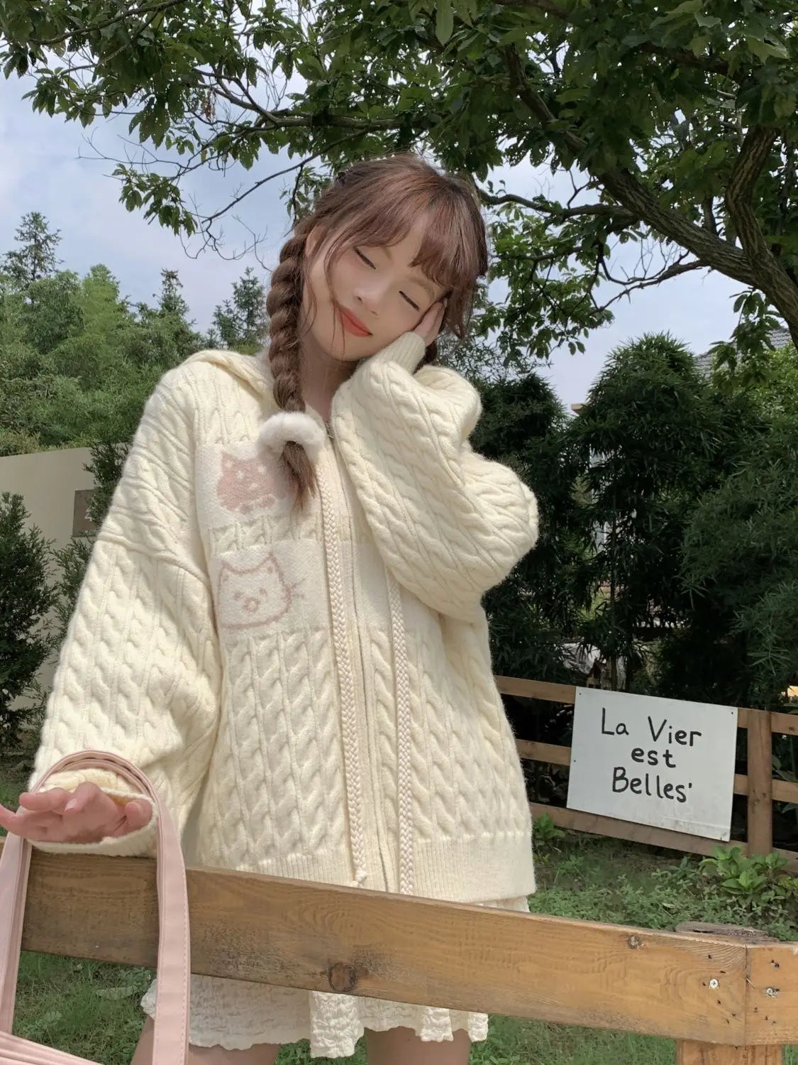 Voguable Japanese Anime Cats Kawaii Sweaters Oversized Cardigan Youth Women Students Knitwear Autumn Winter Jackets Coats Korean Trendy voguable