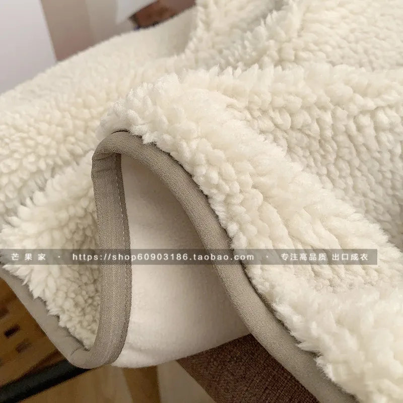 Autumn Winter Lambswool Coat Male Loose Windproof Warm Sherpa Stand Collar Polar Fleece Jacket Unisex Simple  Pocket Spliced Top voguable