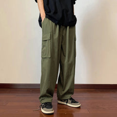 Voguable  Big Pockets Casual Cargo Pants Men's Vintage Hip-hop Pants Fashion Loose Straight Wide Leg Pants Men Streetwear Trousers Male voguable