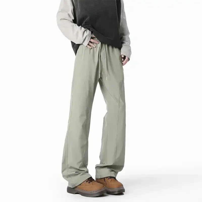 Voguable  Men's Wide-Leg Track Pants Lightweight Elastic Waist Casual Trousers voguable