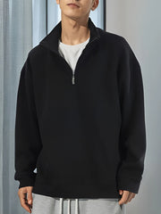 Autumn New Hoodies Men Korean Fashion 320G Heavy Cotton Long Sleeved Half Zip-Up Sweatshirts voguable