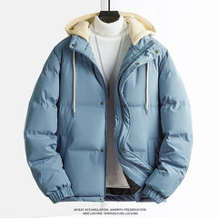 Cotton Padded Down Jacket Warm Thick Men Parka Winter Casual Mens Outwear Parkas New Solid Color Hooded Collar Male Windbreak voguable