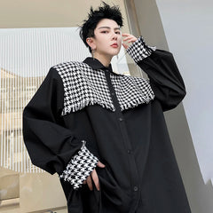 Voguable Plaid Patchwork Design Long Sleeve Shirts Men's 2024 Fashion High Street Original Loose Casual Tops Spring Korean voguable