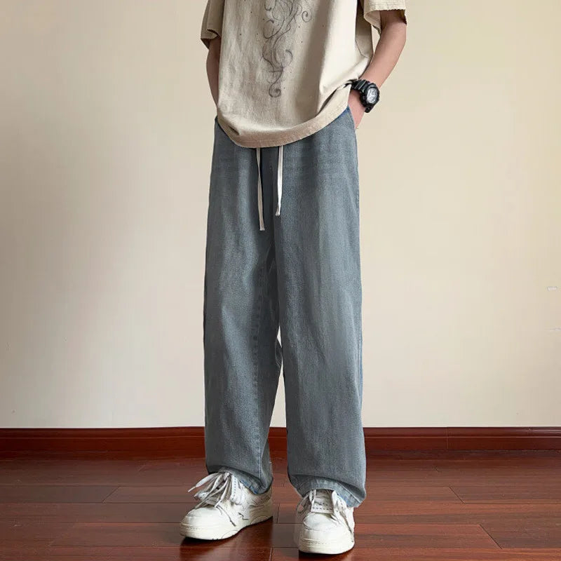 Black Baggy Jeans Men Drawstring Vintage Jeans Men Streetwear Hip-hop Loose Straight Jeans Mens Denim Pants Large Size 4XL voguable