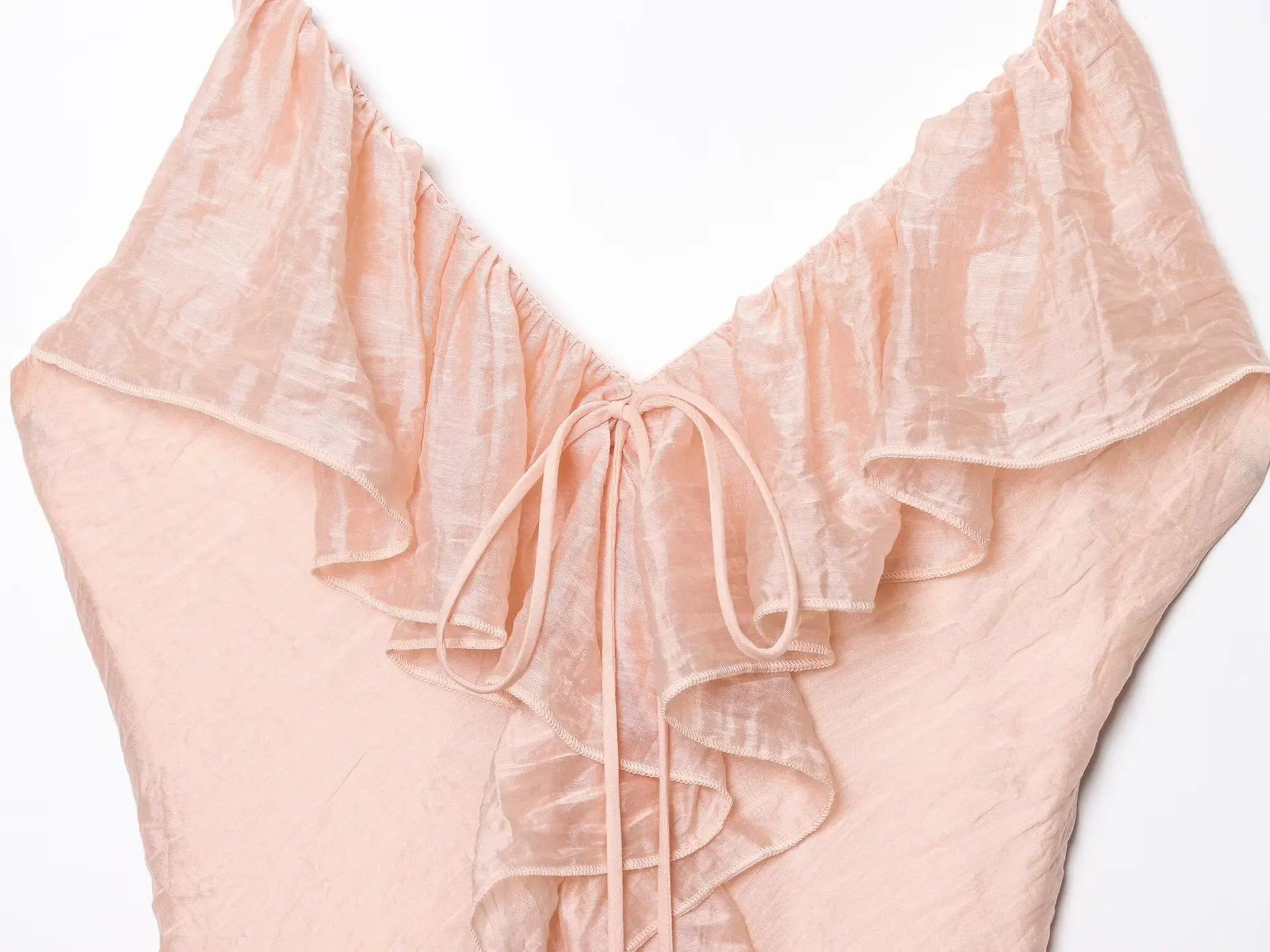 Ruffle Solid Color Pink Beige Long Dress Fashion V-neck Slim Vacation Beach Women Dress Vestidos 2025 New Summer Woman Clothing voguable