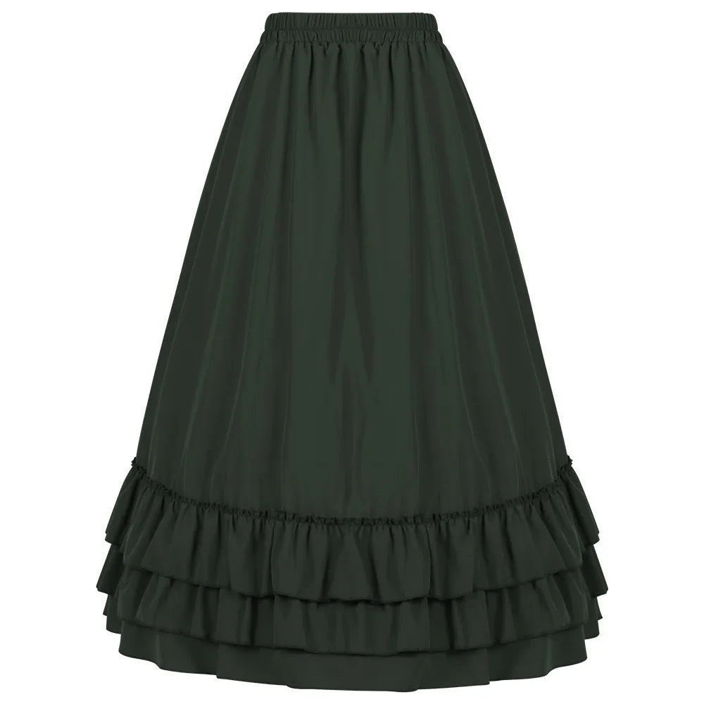 Brown Ruffled High Waisted Long Victorian Skirt Steampunk Skirts Womens Party Wear Gothic Vintage Clothes Medieval Costume Sexy voguable