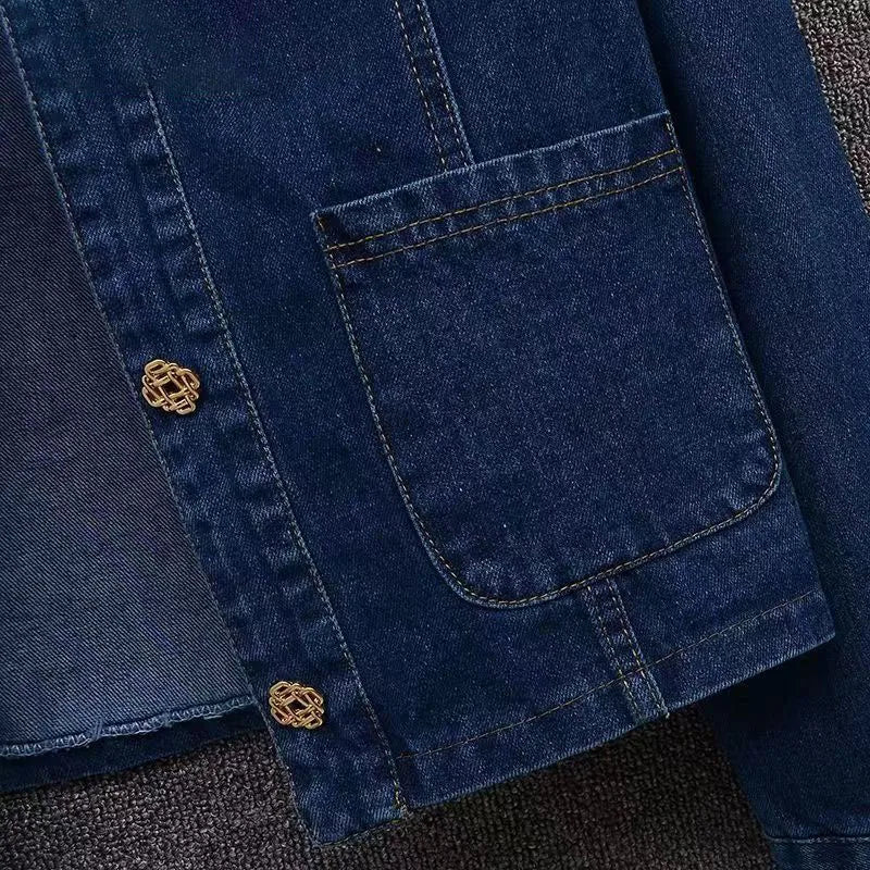 Voguable  Spring Autumn New French Doll Collar Denim Jacket Women's Short Outwear Fashion Loose Korean Long Sleeve Jeans Jackets Tops voguable
