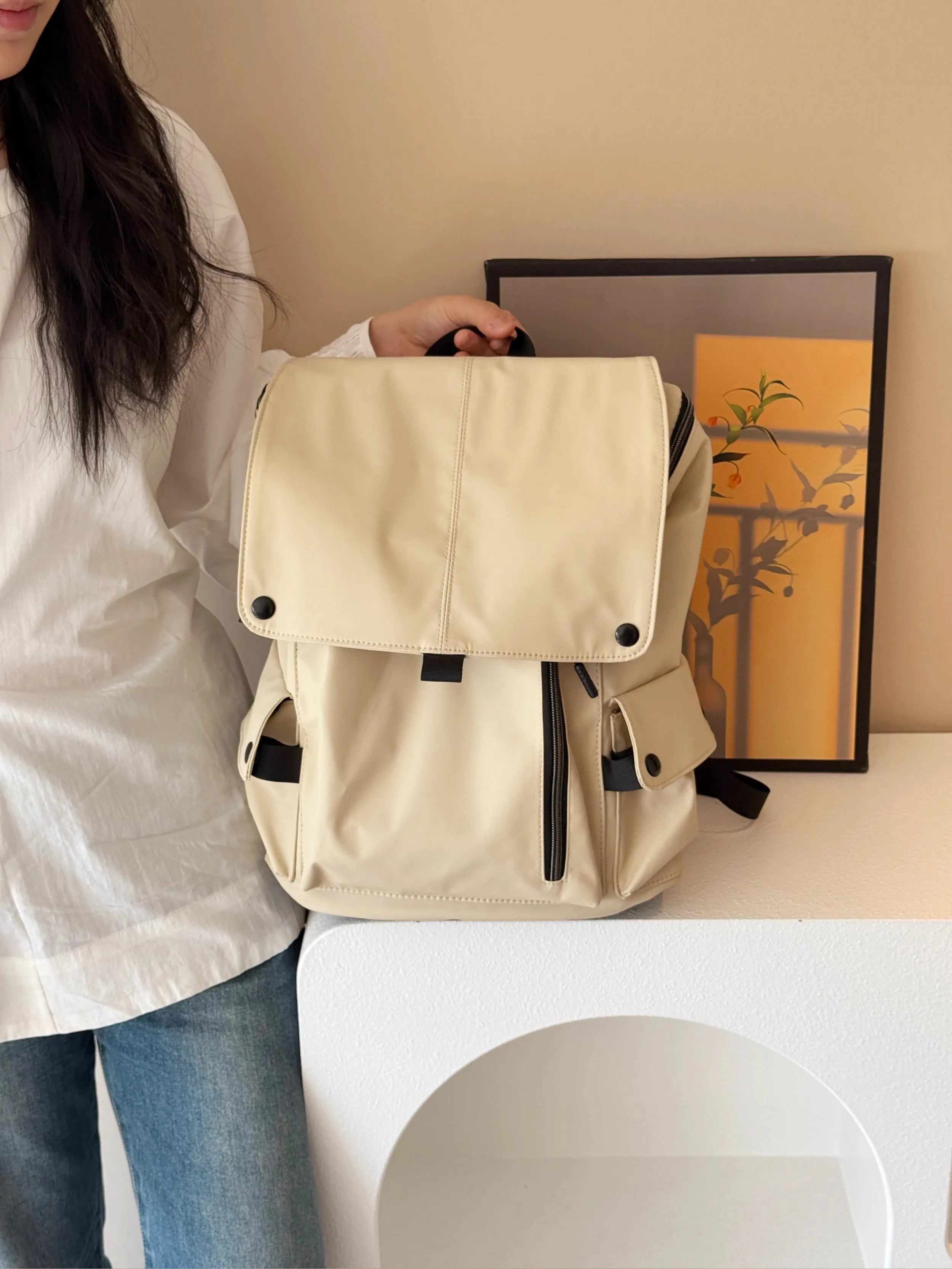 Korean Y2k Aesthetic Simple Backpack Casual All Match Fashion Schoolbags Vintage Preppy Trendy Chic Backpacks for Women Students voguable