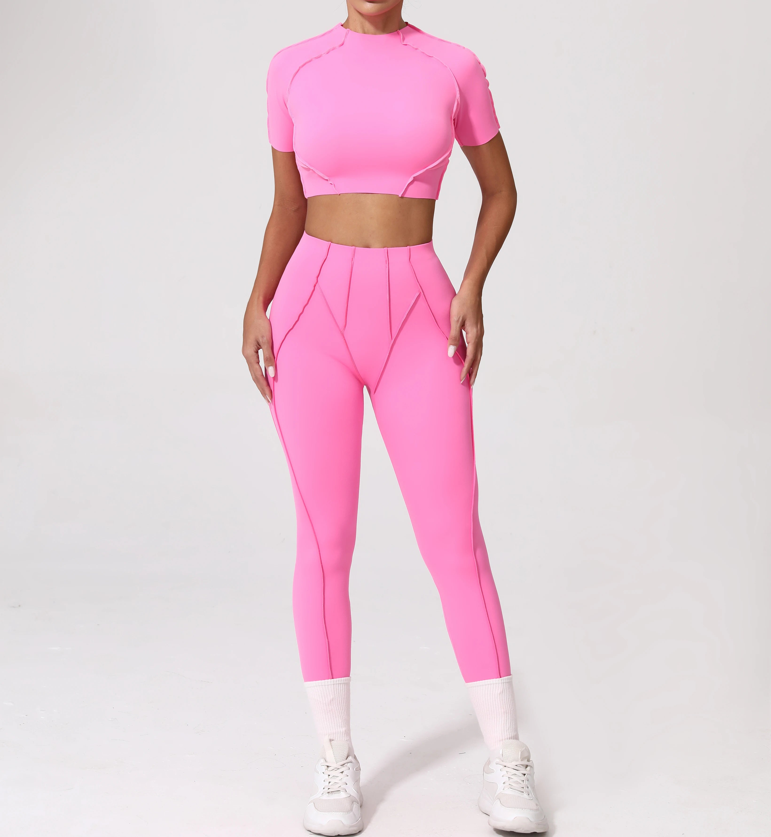 Voguable  2PCS Yoga Suit Sports Set Women Quick-Drying Gym Set Women Tracksuit Running Workout Long Sleeve Sports Shirt Yoga Clothing voguable