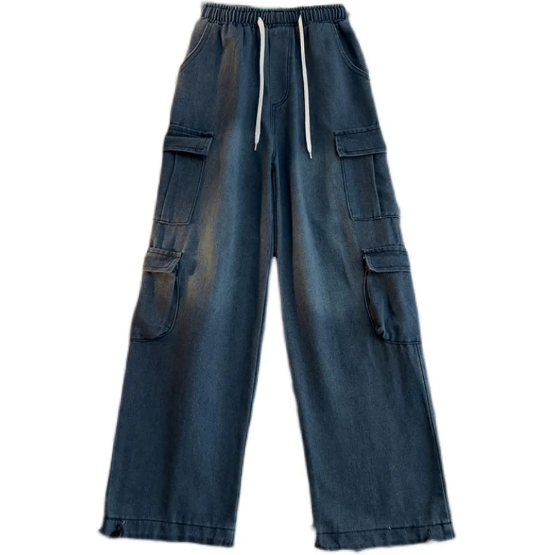 Fashionable Loose Straight Wide-leg Workwear Trendy Hip-hop Washing Jeans Spring Summer American Oversize Retro Trousers Chic voguable