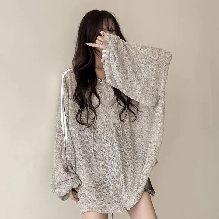 Women Thin Linen Jacket Fashion Ladies Outerwear White Sunscreen Clothing Retro  Loose Long Sleeve Female Knitted Cardigan 2025 voguable