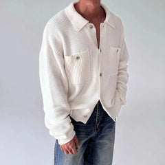 New Japanese Fashion Men Cardigan Jackets Light Luxury Knitted Button-down Long Sleeve Sweater Coat Premium Solid Color Knitwear voguable