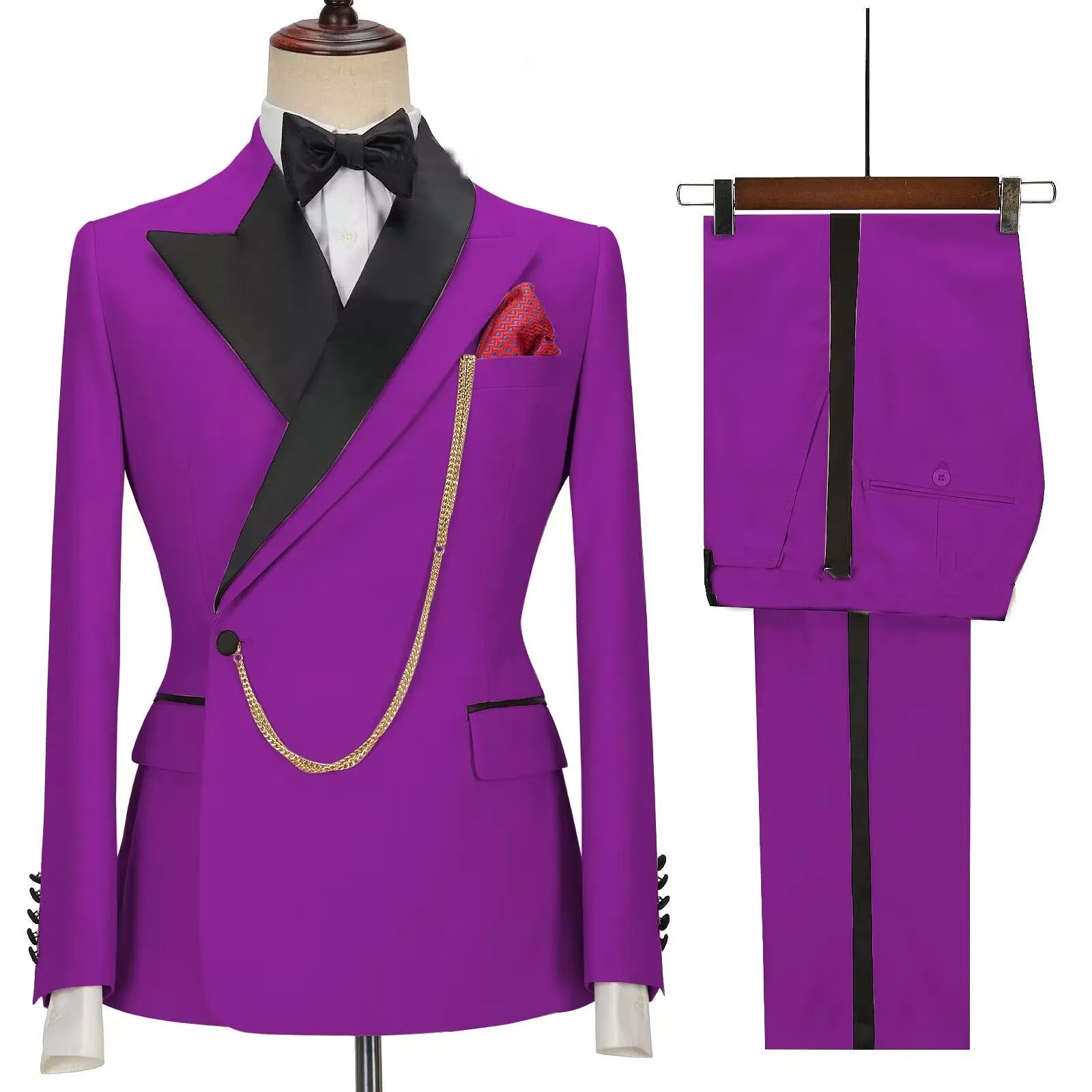 New Solid Men's Suits Peak Lapel Slim Fit Casual Suits Wedding Business Dress Set Groom Tuxedos Terno Masculino (Blazer+Pants) voguable