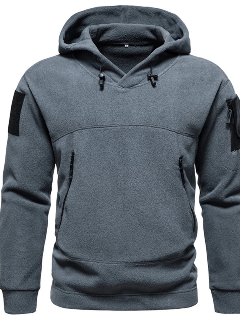 2024 Men's Thick Polar Fleece Sweatshirt Autumn Winter Men Hood Sports Black Windproof Oversized Hoodie Male Streetwear Hoody voguable