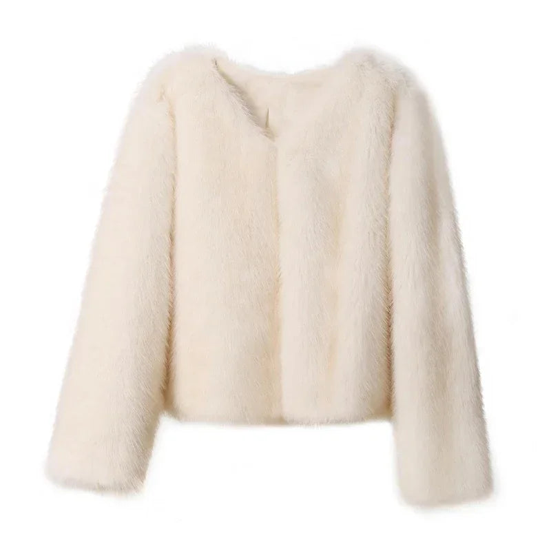 Fashion Fluffy Faux Fur Coat For Women Winter Elegant Loose Long Sleeve Jacket Female Luxury Thick Lady High Street Outerwear voguable