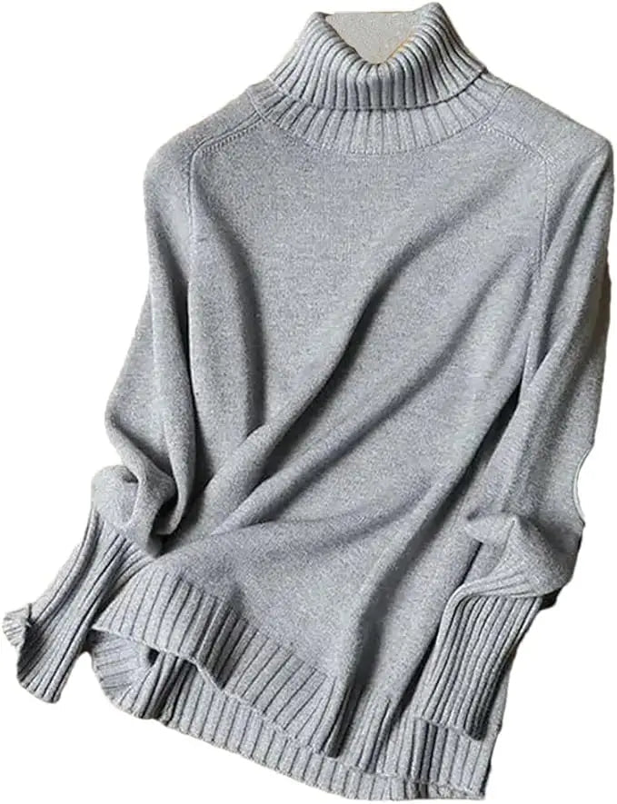 Women Turtleneck Knitted Sweaters Long Sleeve Roll-neck Pullover Plain Jumper Ladies Autumn Winter Layered Basic Outfit voguable