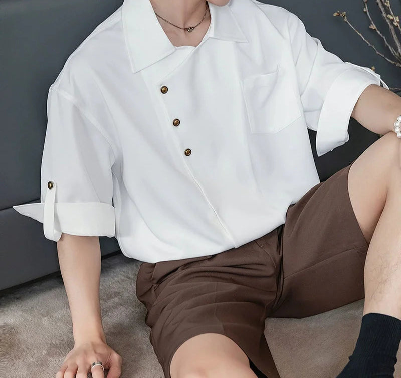 Men Shirt Lapel Short Sleeve Solid Color Casual Men Clothing Summer Streetwear 2025 Fashion Oversize Male Shirts Tops INCERUN voguable