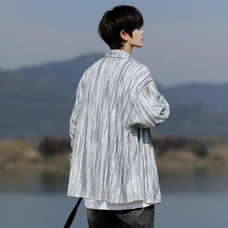 Long Sleeve Shirts Striped Spring outdoor Fashing 2025 New Breathable Hiking Work Shirt Casual Button Down Shirt with Pocket voguable
