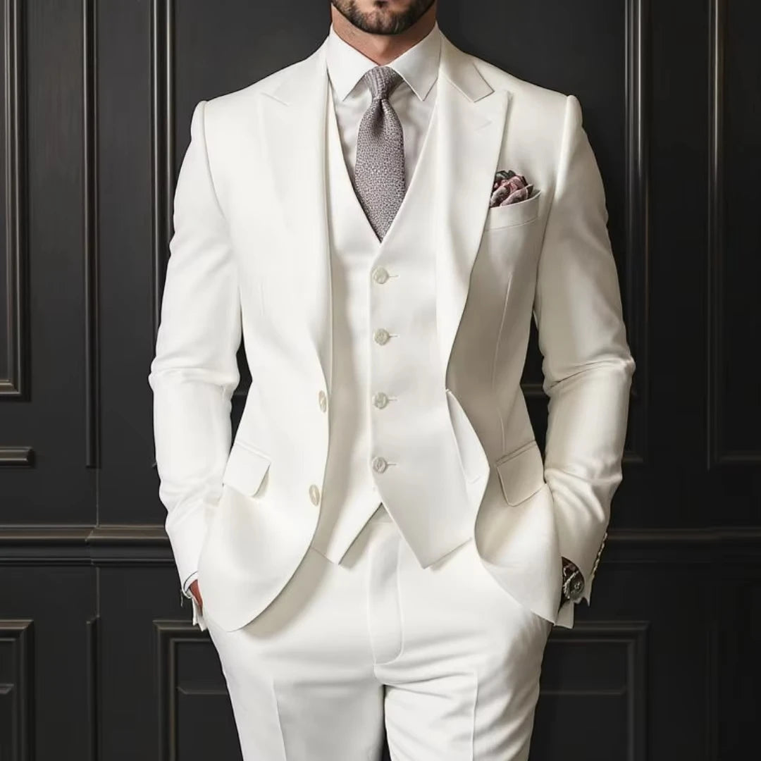 Voguable  Men Suit 3 Pieces Gray Single Button With Lapel For Wedding Groom Banquet Party Prom Business Work Daily Jacket Vest With Pant voguable