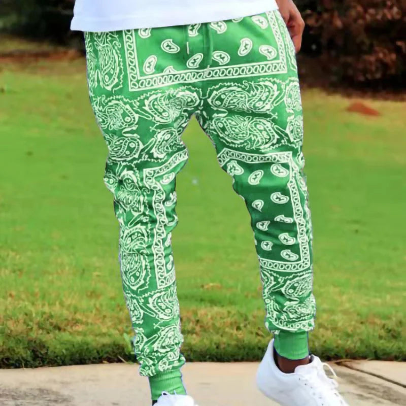 Voguable  Men Spring and Autumn New Fashion Bold Young Style Colorful Mid Waist Elastic Pencil Pants Drawstring Casual Versatile Trousers voguable