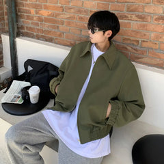 Voguable Autumn Short Jacket Men Fashion Green Black Casual Jacket Men Streetwear Korean Loose Bomber Jackets Men Outwear M-XL voguable