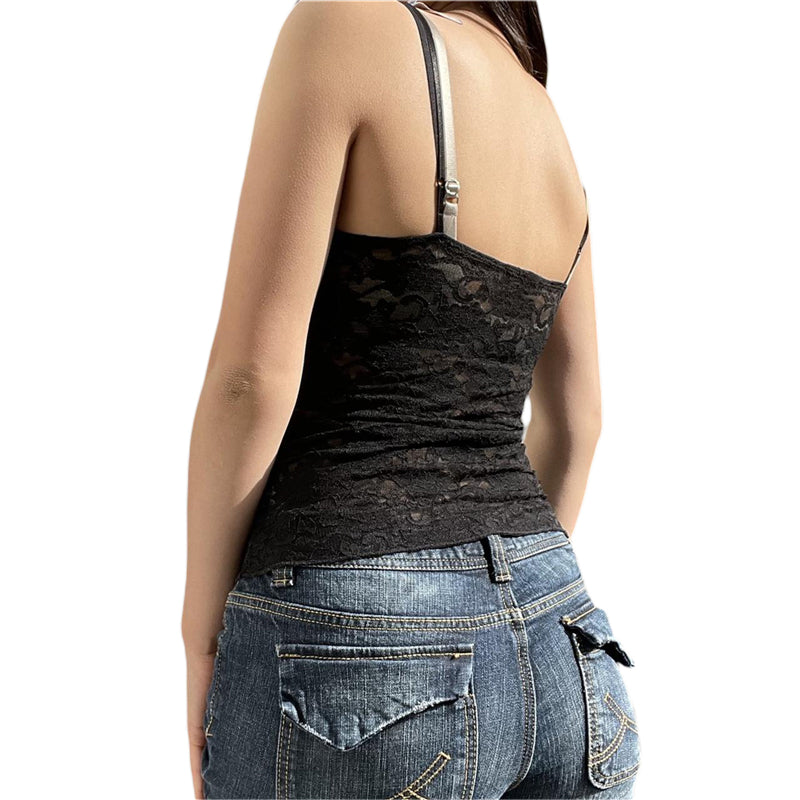 y2k Fairycore Tops 2000s Women Aestheic Clothes V Neck Spaghetti Strap Sleeveless Vest Coquette Clothing Streetwear voguable