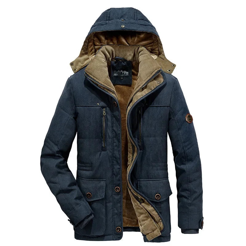Men Thick Warm Trench Winter Parka Men Fleece Hooded Winter Jacket Coat Military Cargo Jackets Mens Plus Size Velvet Warm Coat voguable