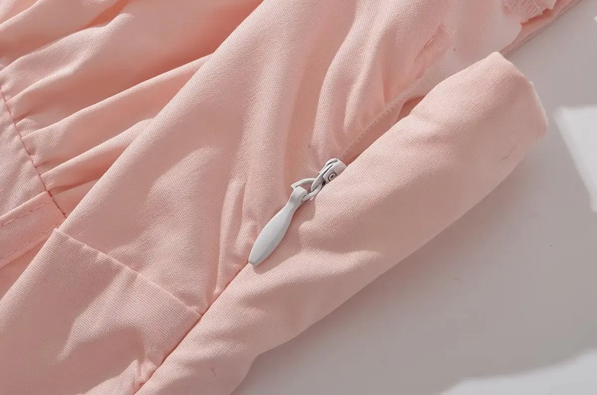 Voguable  Elegant Women Sexy Cross Lacing Up Bandage Back Pink Sling Dresses Summer Sleeveless Slit Hem Female Party Midi Robe voguable