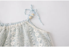 Voguable Women's New French Seaside Resort Style Tassel Lace Suspender Dresses Female Summer Fake Two-piece Mid-length Floral Fairy Dress voguable