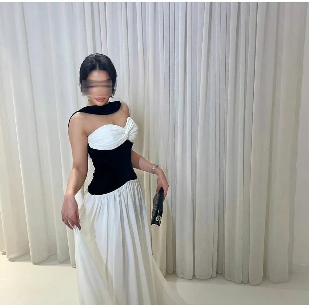 Customized Sexy Strapless Evening Dress Special Occasions Elegant Cape Floor Length Pleated Sleeveless Party Dress voguable