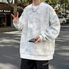 2025 Spring Casual Fashion Tie-dye Hoodies for Men Sweatshirt O Neck Black White Hip Hop Pullover Streetwear Korean Harajuku voguable
