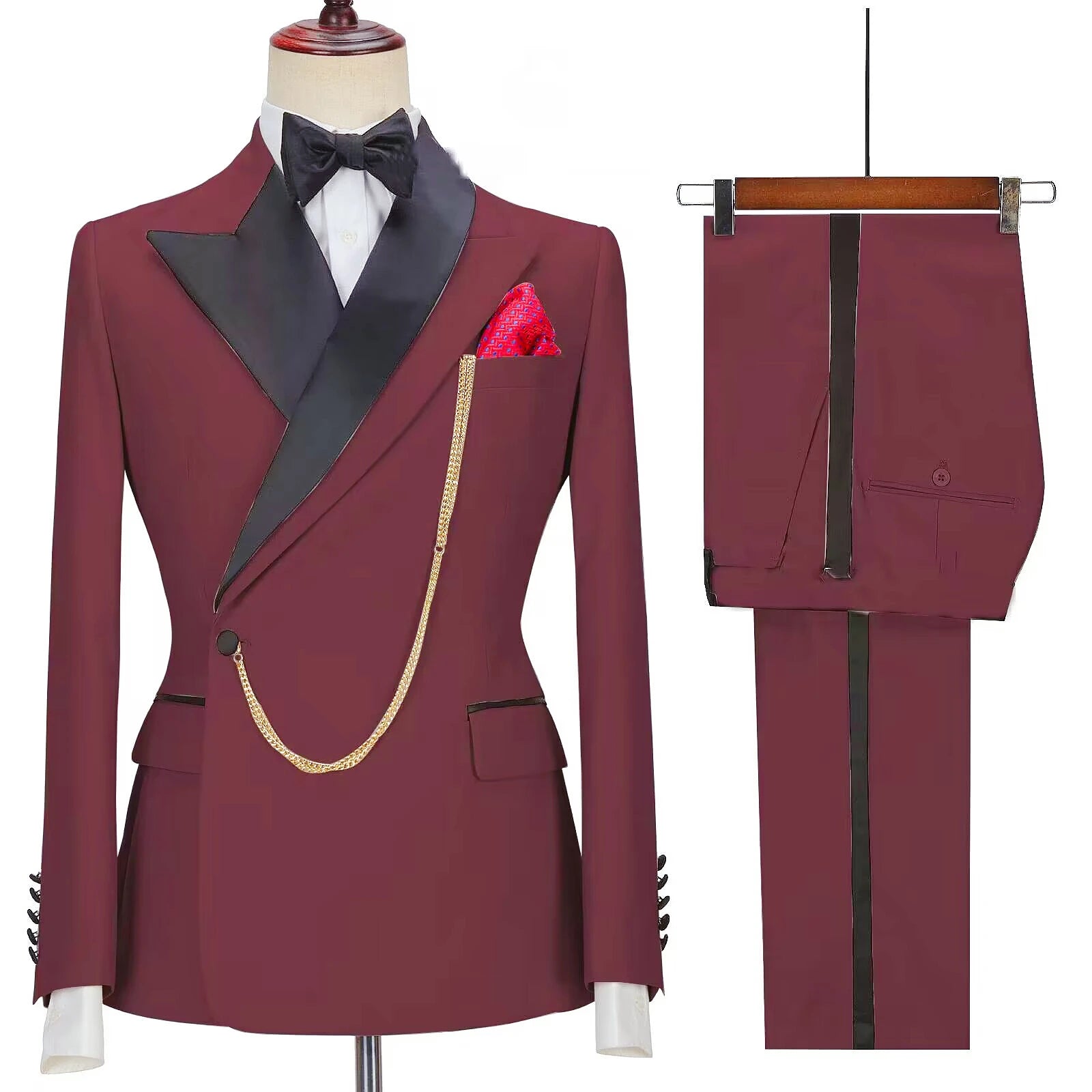 New Solid Men's Suits Peak Lapel Slim Fit Casual Suits Wedding Business Dress Set Groom Tuxedos Terno Masculino (Blazer+Pants) voguable