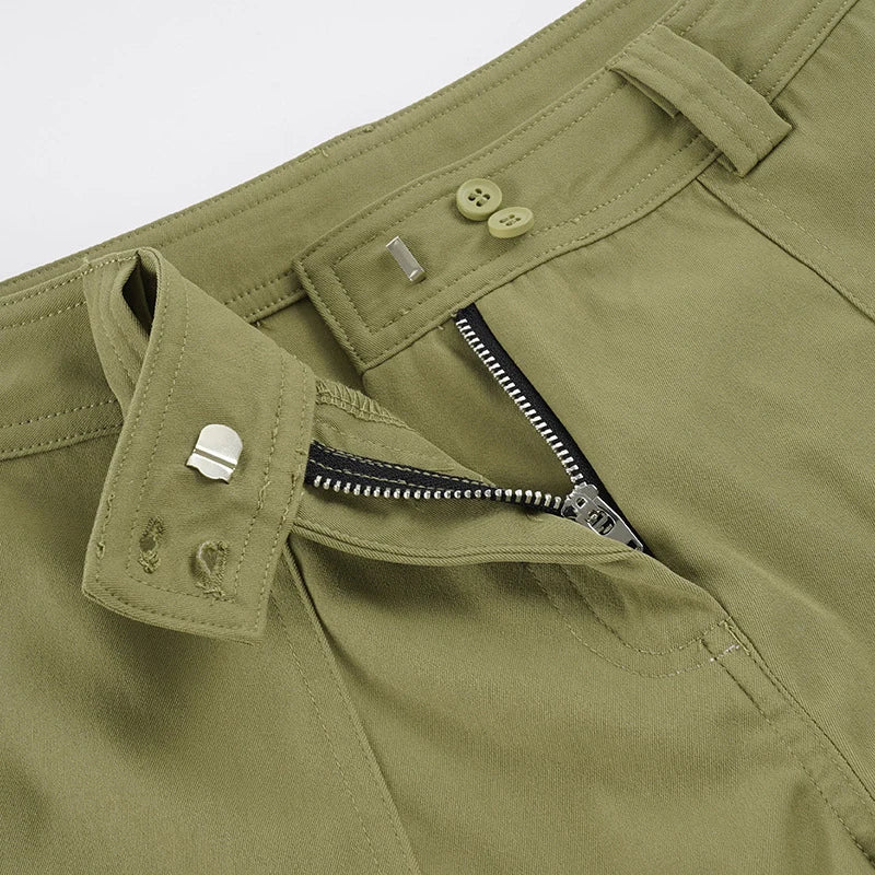 Voguable  Women's High-Waisted Pockets Buttons Wide Leg Trousers Regular Street Style Classic Solid Color All-match Club Trousers voguable