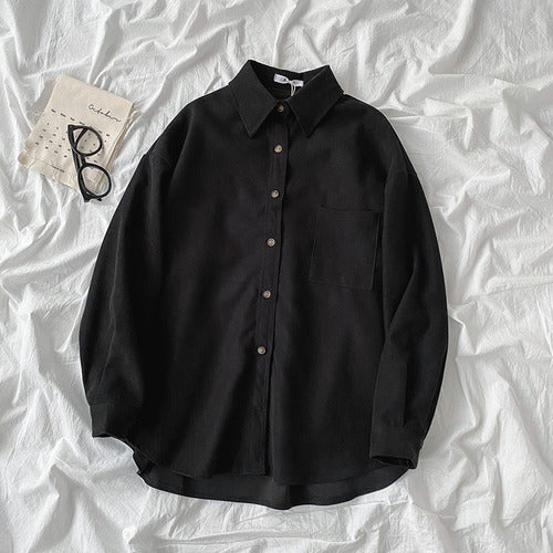 Voguable 2022 Spring New Chic Long Sleeve Women Blouses Tops Single-breasted One Pocket Loose Female Solid Shirts Blusas femme voguable