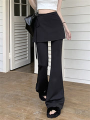 Voguable Black High Waist Slim Mopping Pants Women Minimalist Chic New 2024 Summer Office Lady Streetwear Casual Flare Trousers voguable