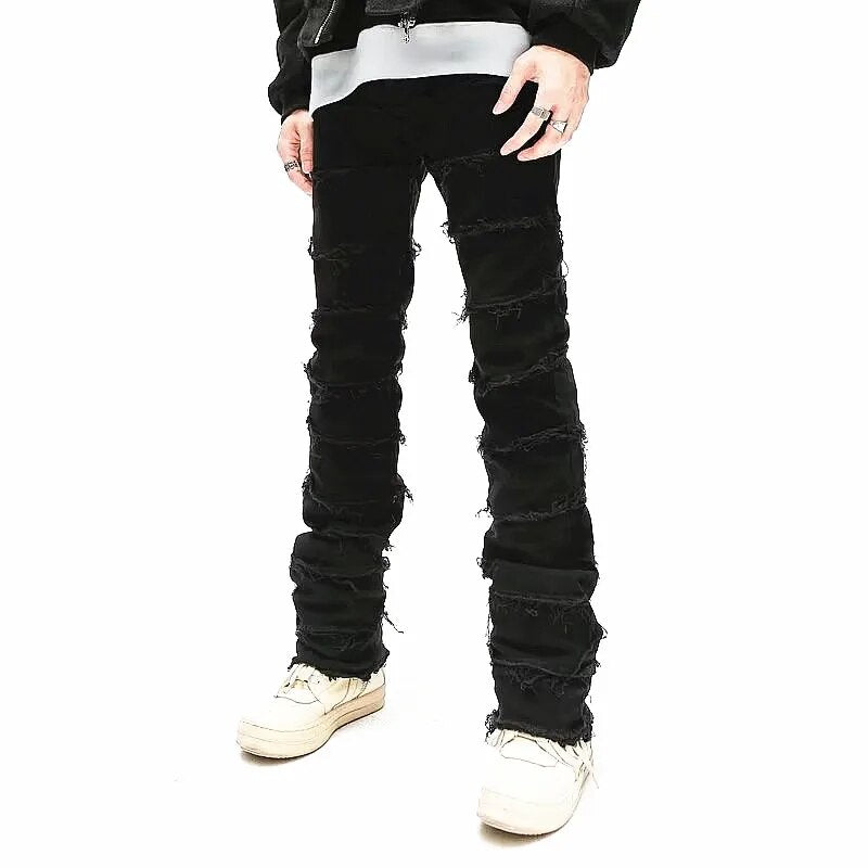 Grunge Clothes Y2K Streetwear Black Slim Stacked Jeans Pants For Men Kanye Hip Hop Women New Long Trousers Vetements Homme voguable