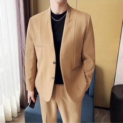 Voguable  2-piece (jacket+pants) Men's Suit Fashionable and High-quality Chinese Design Wedding Dress Business Dress Slim Fit Suit voguable