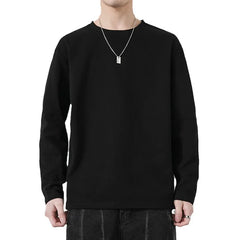 Spring Autumn KPOP Fashion Style Harajuku Slim Fit Tops Loose Casual All Match Sweatshirt Solid O Neck Thin Long Sleeve Tshirts voguable