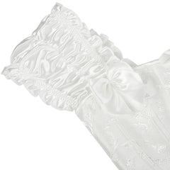 Voguable Gothic Lolita Puff Ruffle Sleeve Overbust Corset Jacquard Corselet Sexy Waist Bustier Top voguable